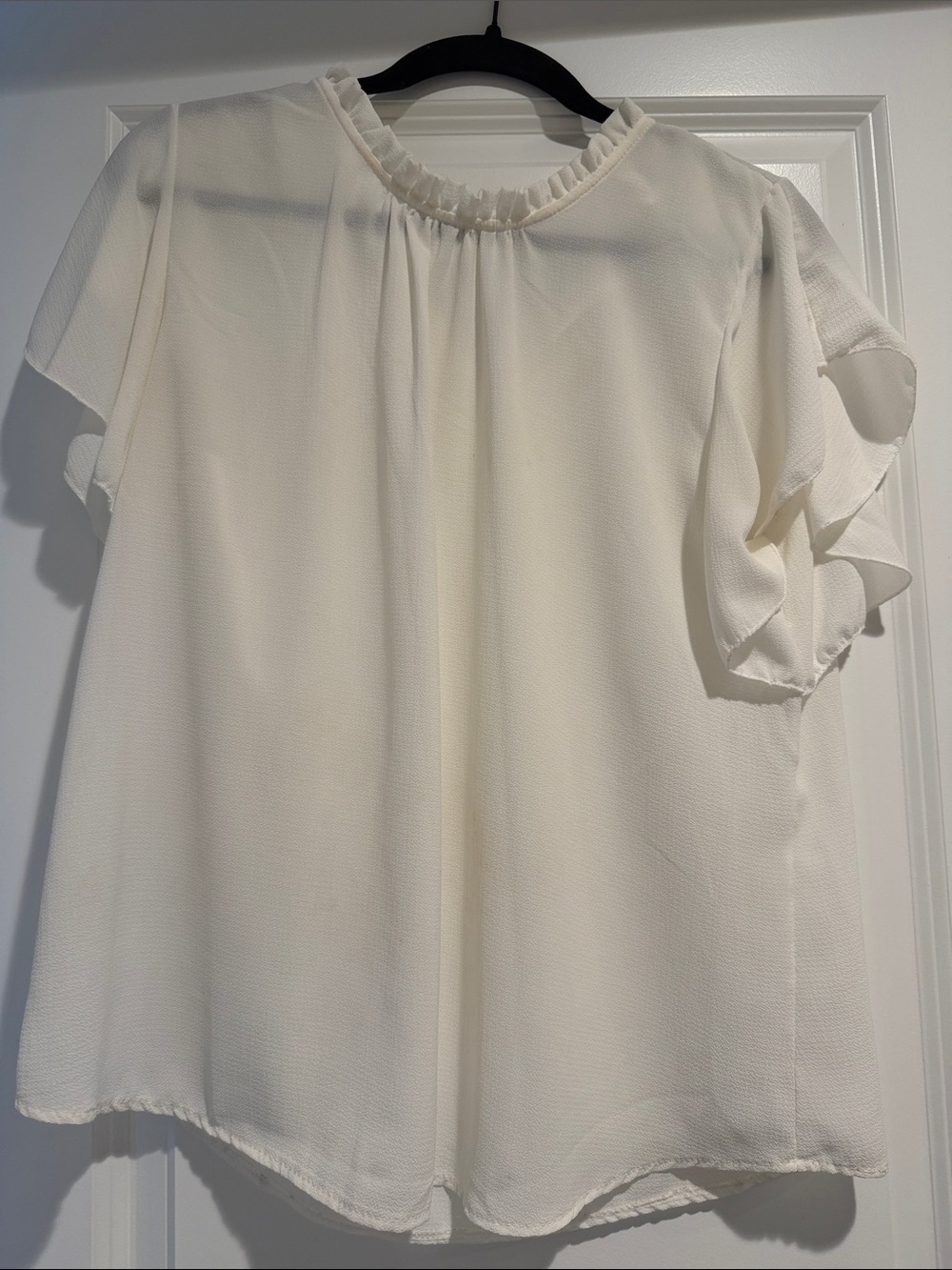 Boohoo Ivory Ruffle Sleeve Blouse - Picture 2 of 3